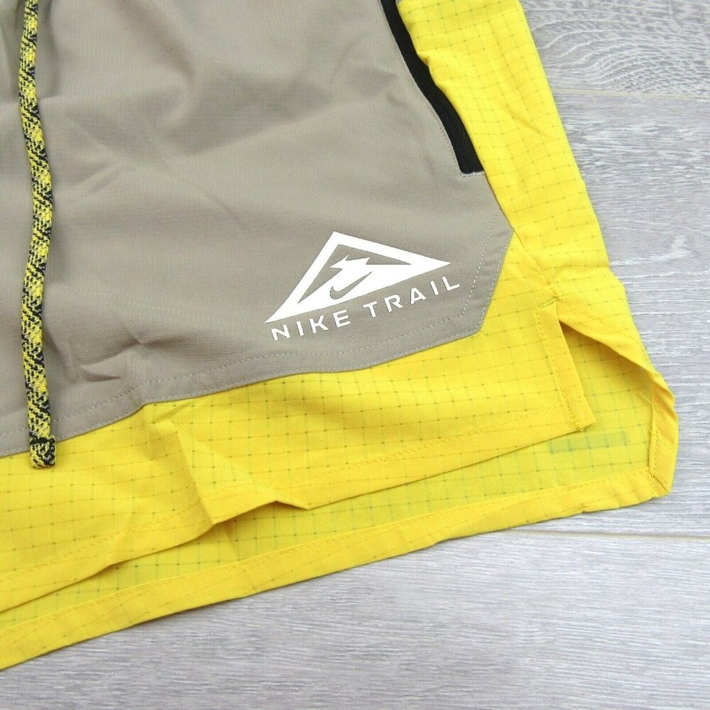 Nike Flex Stride Trail Running Shorts Mens Sz Medium Yellow Khaki NEW - Picture 3 of 15